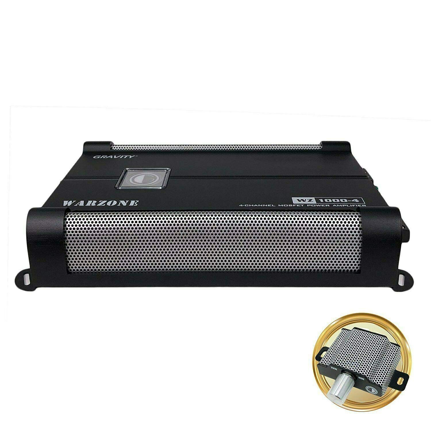 Gravity 1000.4 Class AB Car Amplifier 1000W 2/4 Ohm Stable 4-Channel MOSFET Power Supply for Subwoofers & Speakers - 2nd Gen with Phone Holder Bundle - Perfect for Car Audio Systems & Road Trips