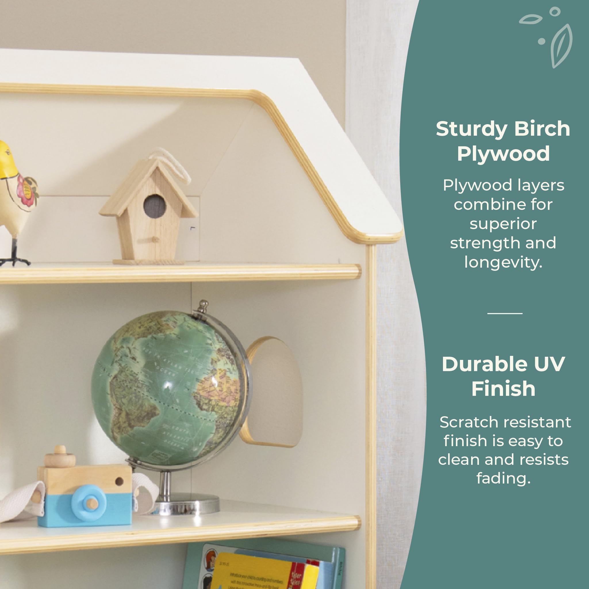 Guidecraft EdQ Dollhouse Bookcase - White: Kids Bookshelf with Storage Bins for Dolls, Books, Toys & School Supplies | Perfect for Bedroom, Playroom & Classroom Organization