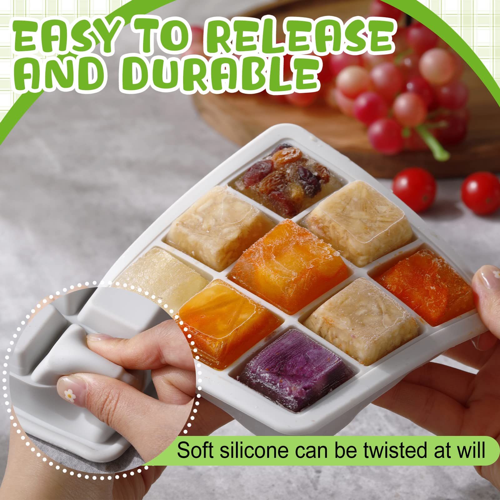 Rtteri Silicone Baby Food Freezer Storage Containers with Lids - BPA-Free Breast Milk & Puree Trays for Infants - Perfect for Homemade Baby Food, Breast Milk Storage & Meal Prep