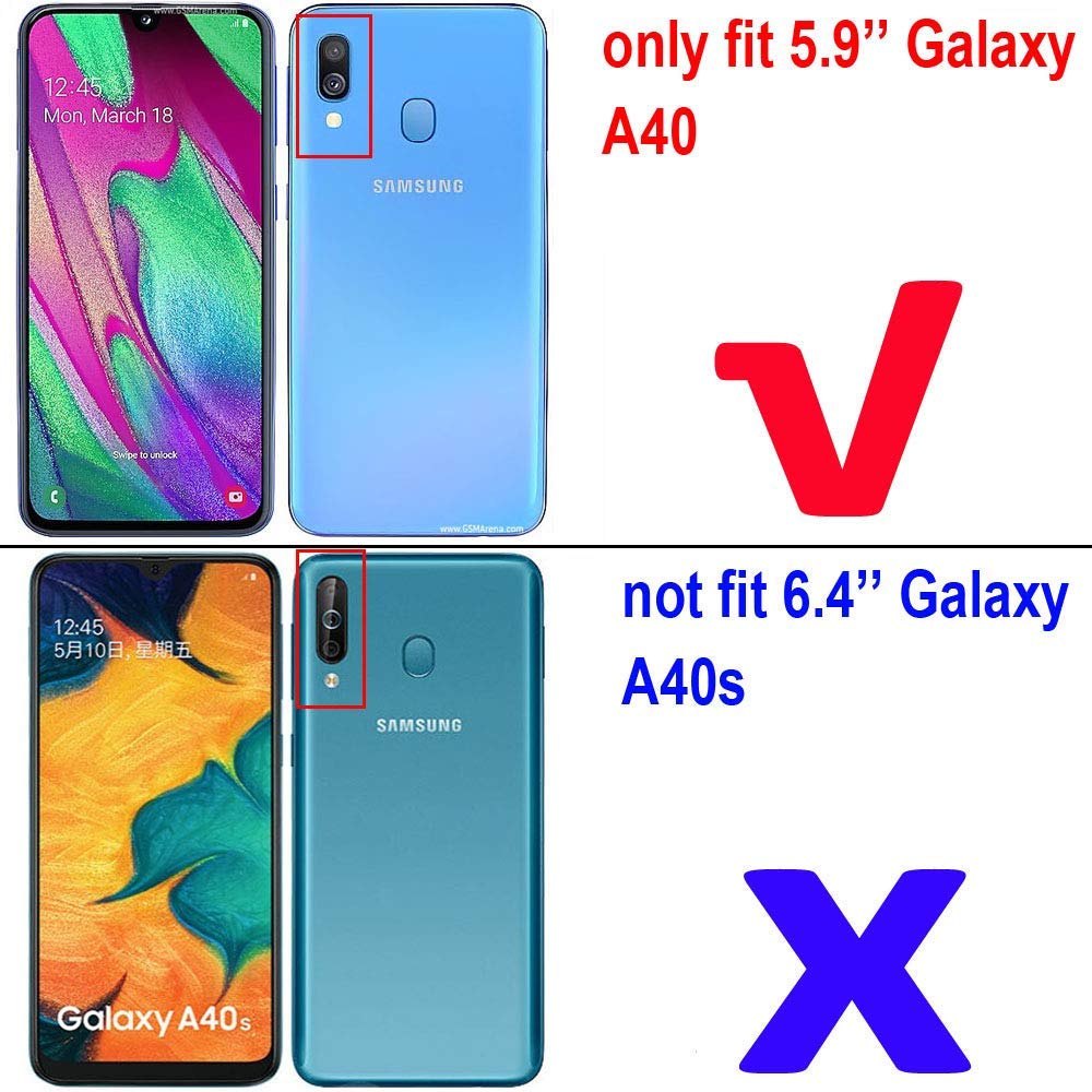 **LuluMain Shockproof Rugged Case for Samsung Galaxy A40 - Dual Layer Hard Bumper with Metal Ring Grip & Kickstand | Compatible with Magnetic Car Mount | Navy Blue | Perfect for Outdoor, Work & Travel**