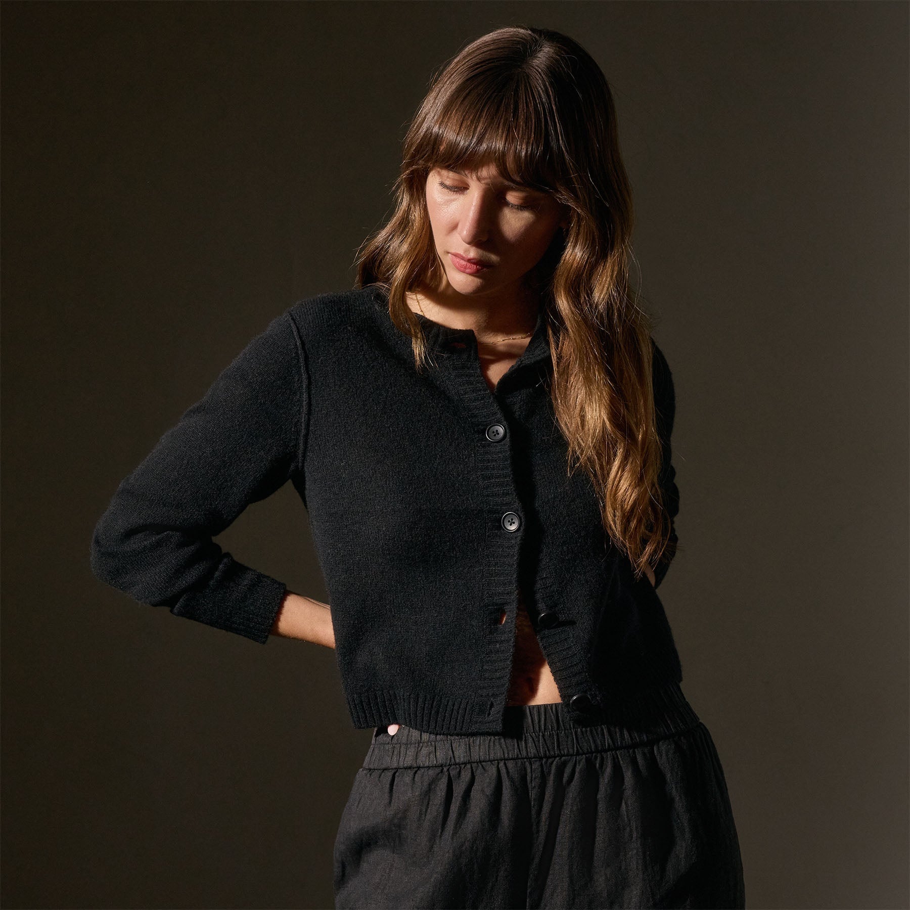 Lightweight Soft Cashmere Cardigan for Women - Cozy Winter Sweater Black - Perfect for Office, Travel & Casual Wear