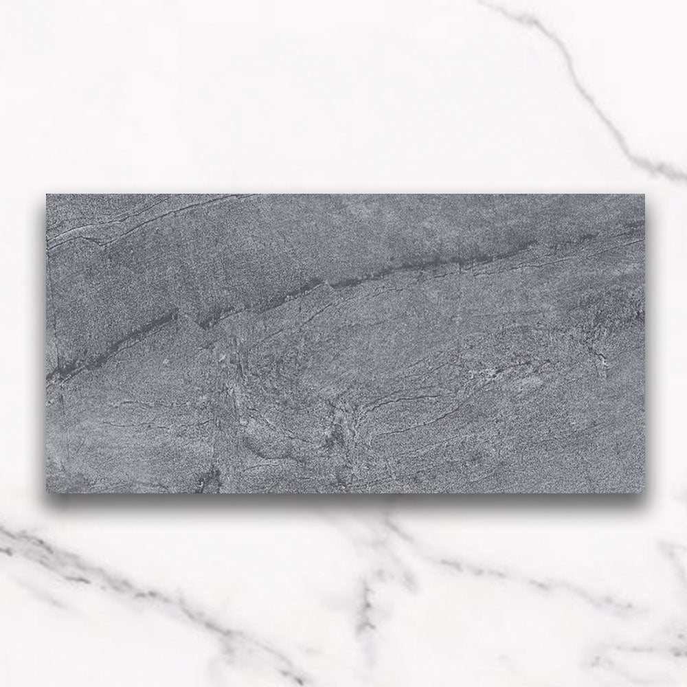 Mondial Grey 300x600mm Stone Look Lappato Porcelain Tile - Premium Floor & Wall Tile for Bathroom, Kitchen & Living Room