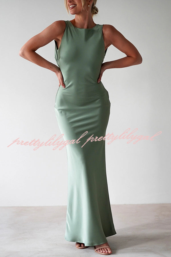 Elegant Solid Color Backless Lace-Up Slim Maxi Dress for Women - Perfect for Evening Parties, Weddings & Date Nights