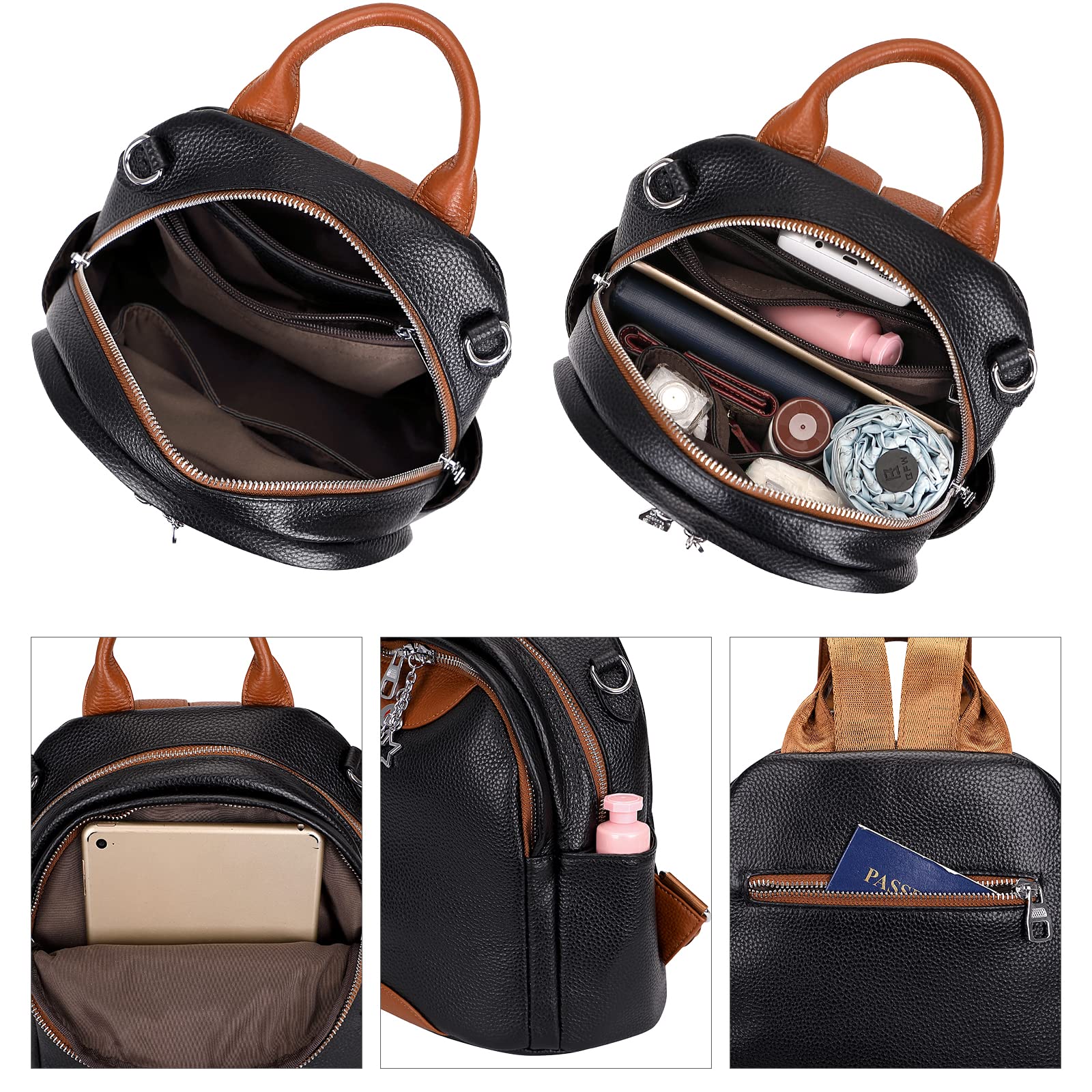 ALTOSY Women's Genuine Leather Backpack - Convertible Small Backpack Purse & Shoulder Bag for Work, Travel & Everyday Use