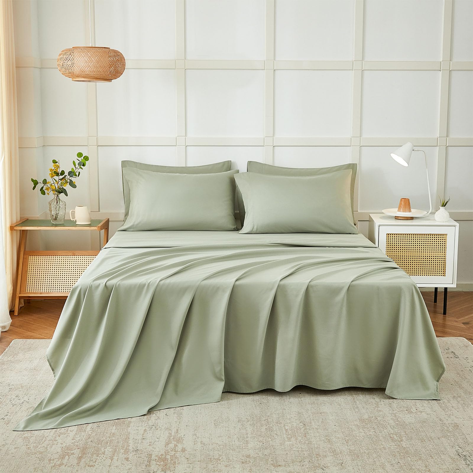 ILAVANDE 6-Piece Queen Size Bed Sheet Set - 1800 Series Luxury Microfiber, Ultra Soft & Breathable, Wrinkle Free, 14