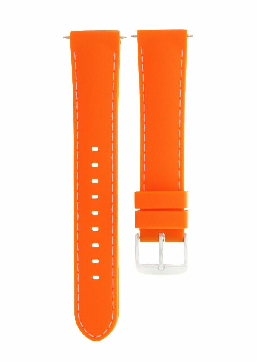 22mm Silicone Diver Watch Band for Men - Orange/White Strap for Fossil Watches | Swimming & Diving