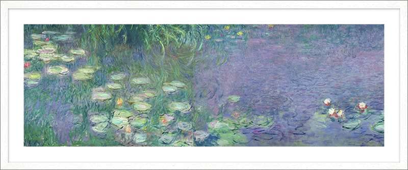 Claude Monet Water Lilies Morning (Detail I) Framed Art Print - White Frame - Perfect for Living Room, Bedroom, or Office Decor