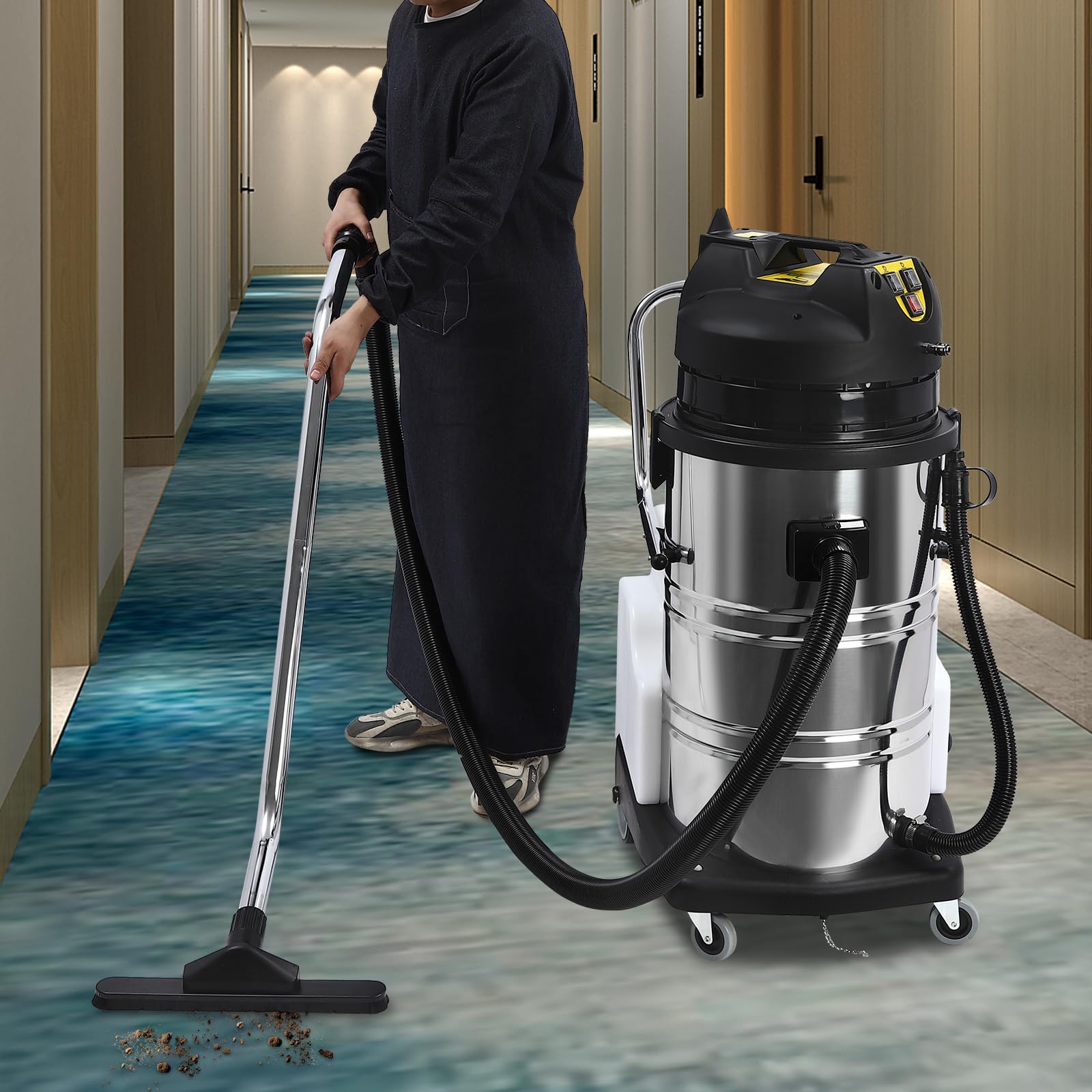 Commercial Carpet Cleaning Machine 80L/21Gal - 3-in-1 Carpet Extractor with Sprayer, Vacuum & Floor Brush - Includes Long Flat/Dust/Water Vacuum Heads - Perfect for Deep Cleaning Offices, Hotels & Large Spaces