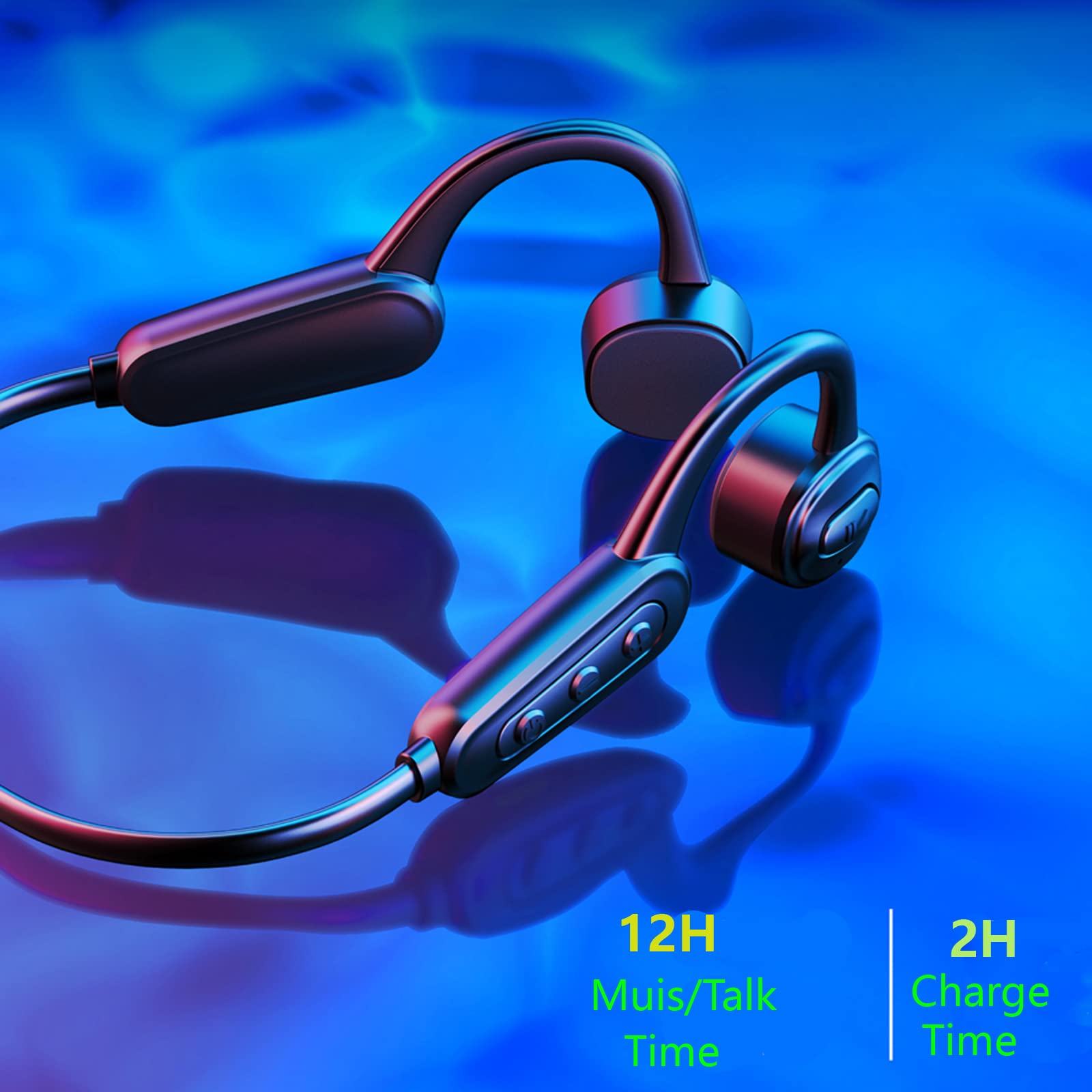 Wireless Bluetooth Bone Conduction Headphones - Open Ear Neckband Headset with IPX5 Waterproof for Running, Cycling, Gym Workouts - Perfect for Outdoor Sports & Active Lifestyle