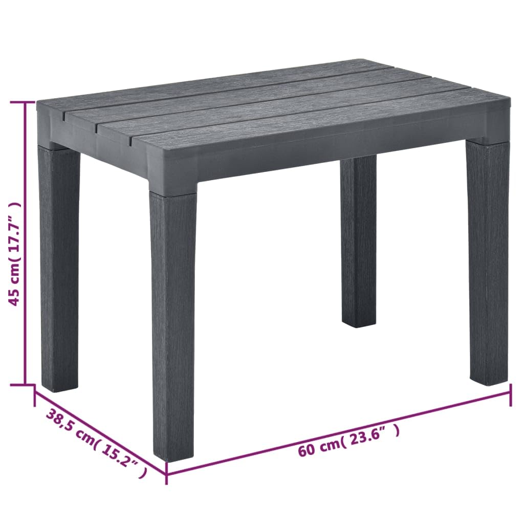 vidaXL Set of 2 Patio Benches - Anthracite Plastic Outdoor Furniture with Weather-Resistant Wood Look Finish | Lightweight, Low Maintenance & Easy to Clean | Perfect for Garden, Deck, Backyard or Poolside Relaxation