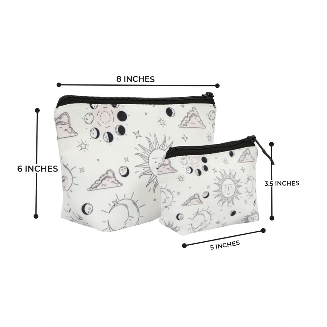 Crazyify Printed Makeup Pouch Set of 2 - Waterproof Cosmetic Bag & Travel Toiletry Organizer for Women | Perfect for Travel, Gym, and Daily Essentials Storage