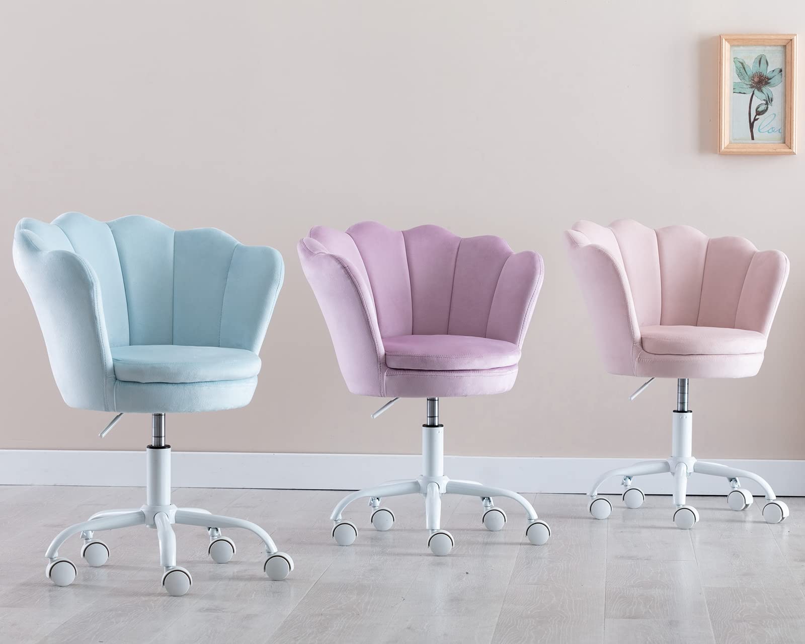 CIMOTA Adjustable Velvet Kids Desk Chair - Light Purple Swivel Shell Vanity Chair for Girls, Ergonomic Study & Computer Chair for Bedroom or Playroom | Perfect for Homework, Gaming & Reading