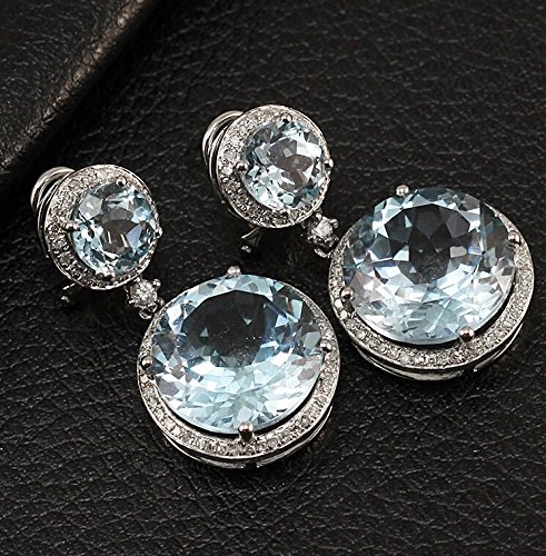 14K White & Yellow Gold Diamond Stud Earrings for Women - Real Tanzanite & Amethyst Gemstone Jewelry | Perfect for Engagement, Wedding & Anniversary Gifts | Elegant Everyday Wear & Special Occasions