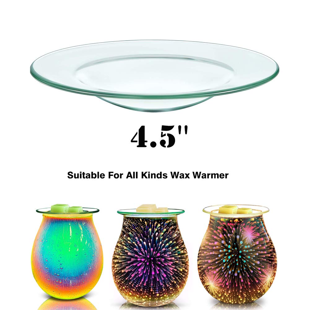 Premium Round Glass Wax Warmer Dish - 2Pcs Replacement Wax Melter Tray for Electric Aroma Therapy Lamps & Tart Warmers - Ideal for Home Spa, Relaxation, and Scented Wax Melting