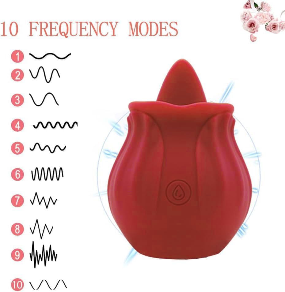 3-in-1 Rose Toy with Tongue Licking, Thrusting & Vibration - Adult Pleasure Toy for Couples & Solo Play - Discreet & Easy to Use Sensual Massager for Bedroom & Travel