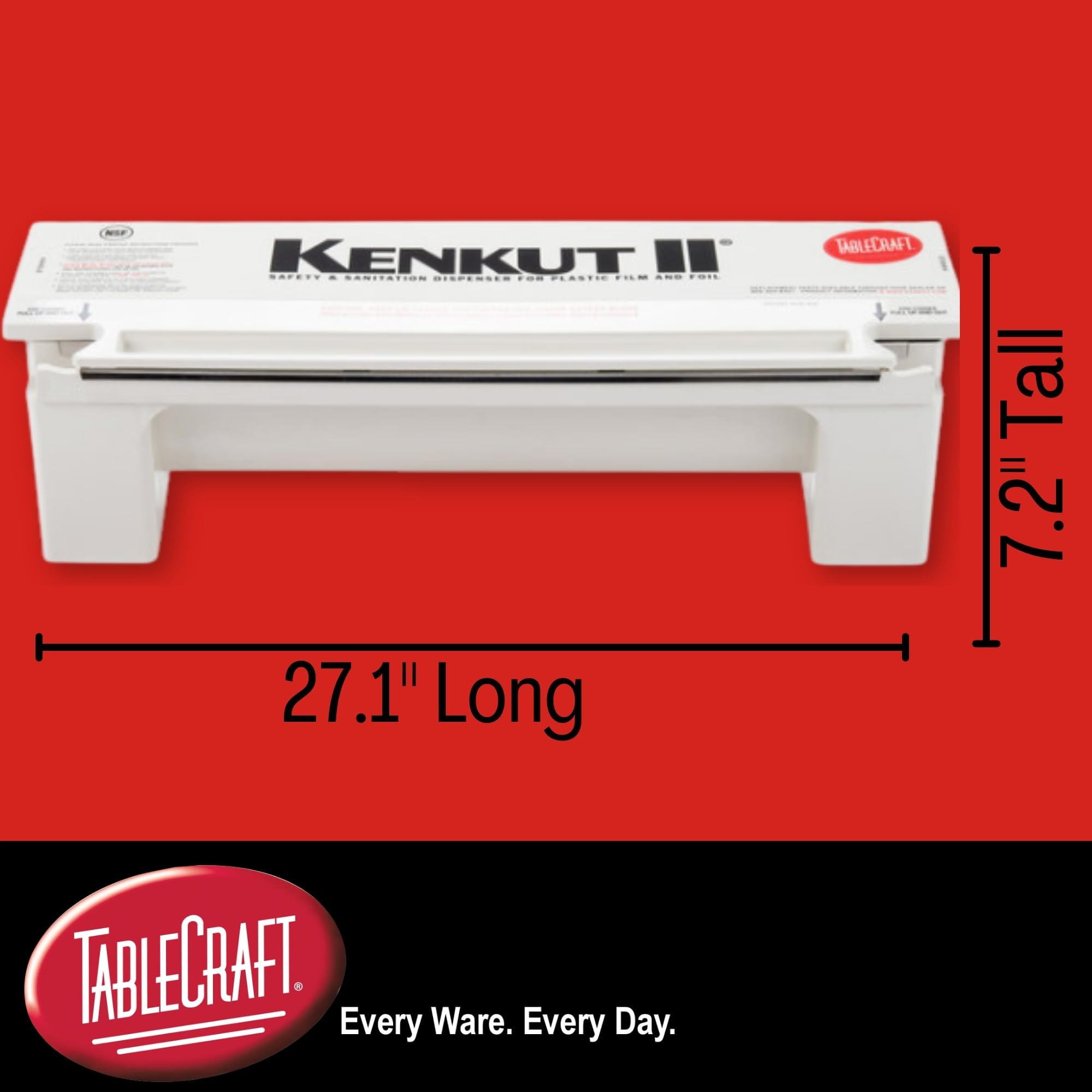 TableCraft KK6 KenKut 24-Inch Film and Foil Dispenser - Heavy Duty ABS Plastic with Anti-Static Bar & Metal Safety Blade - Holds 24