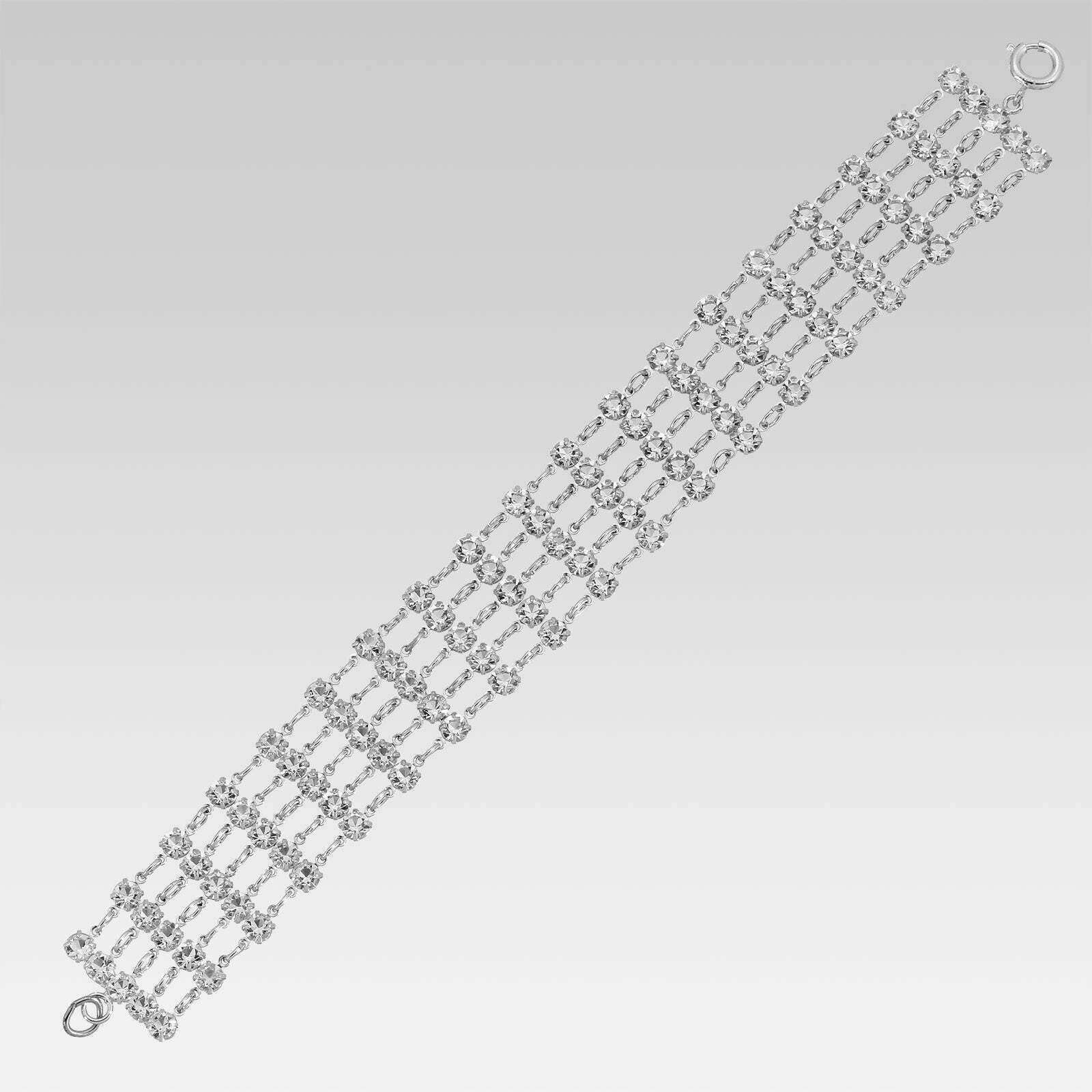 1928 Jewelry 5 Row Round Austrian Crystal Bracelet - 7 Inch Adjustable Wristband for Women - Elegant Gift for Wedding, Party & Special Occasions
