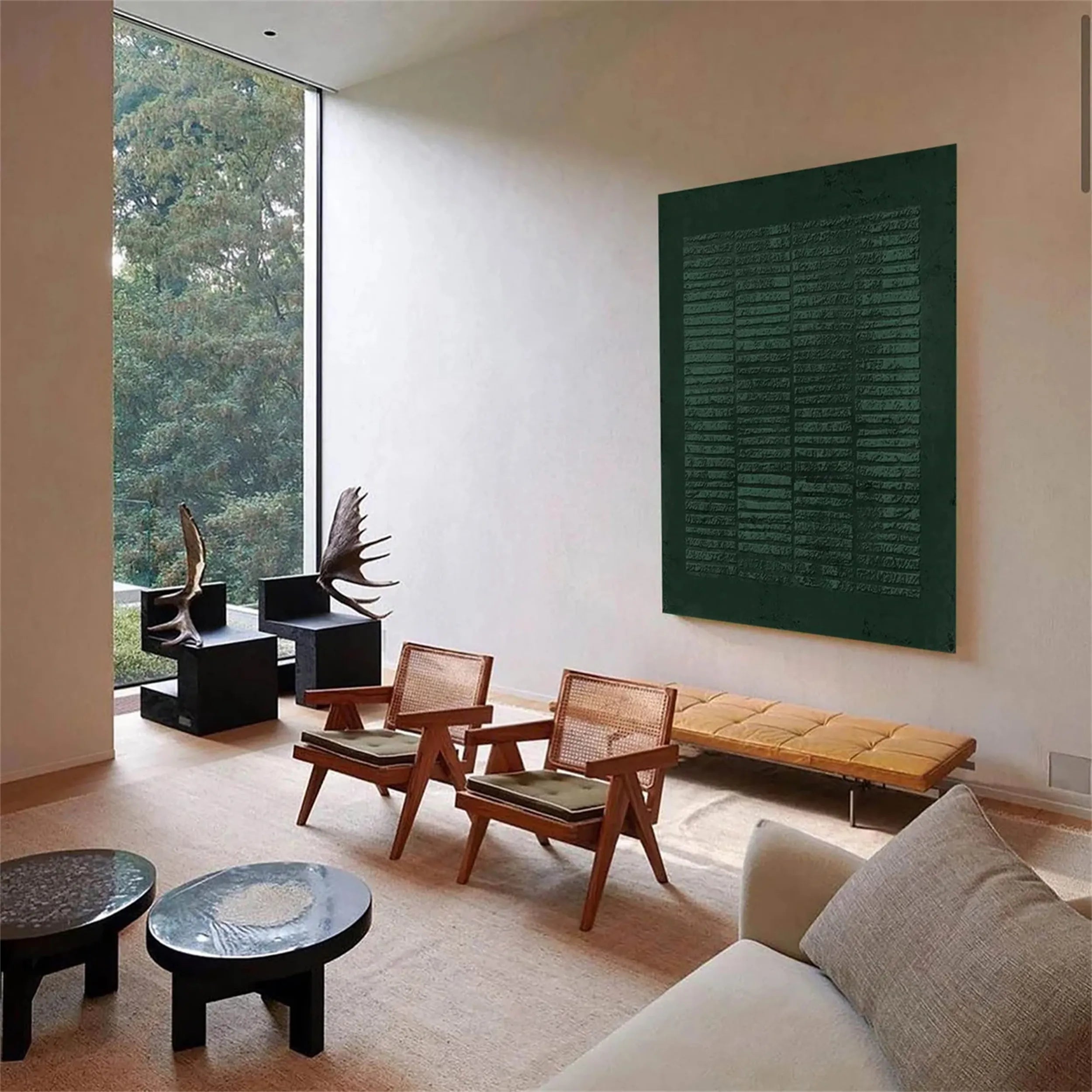 Blue & Green Abstract Wall Art Canvas Painting #BG026 - Modern Home Decor for Living Room, Bedroom & Office