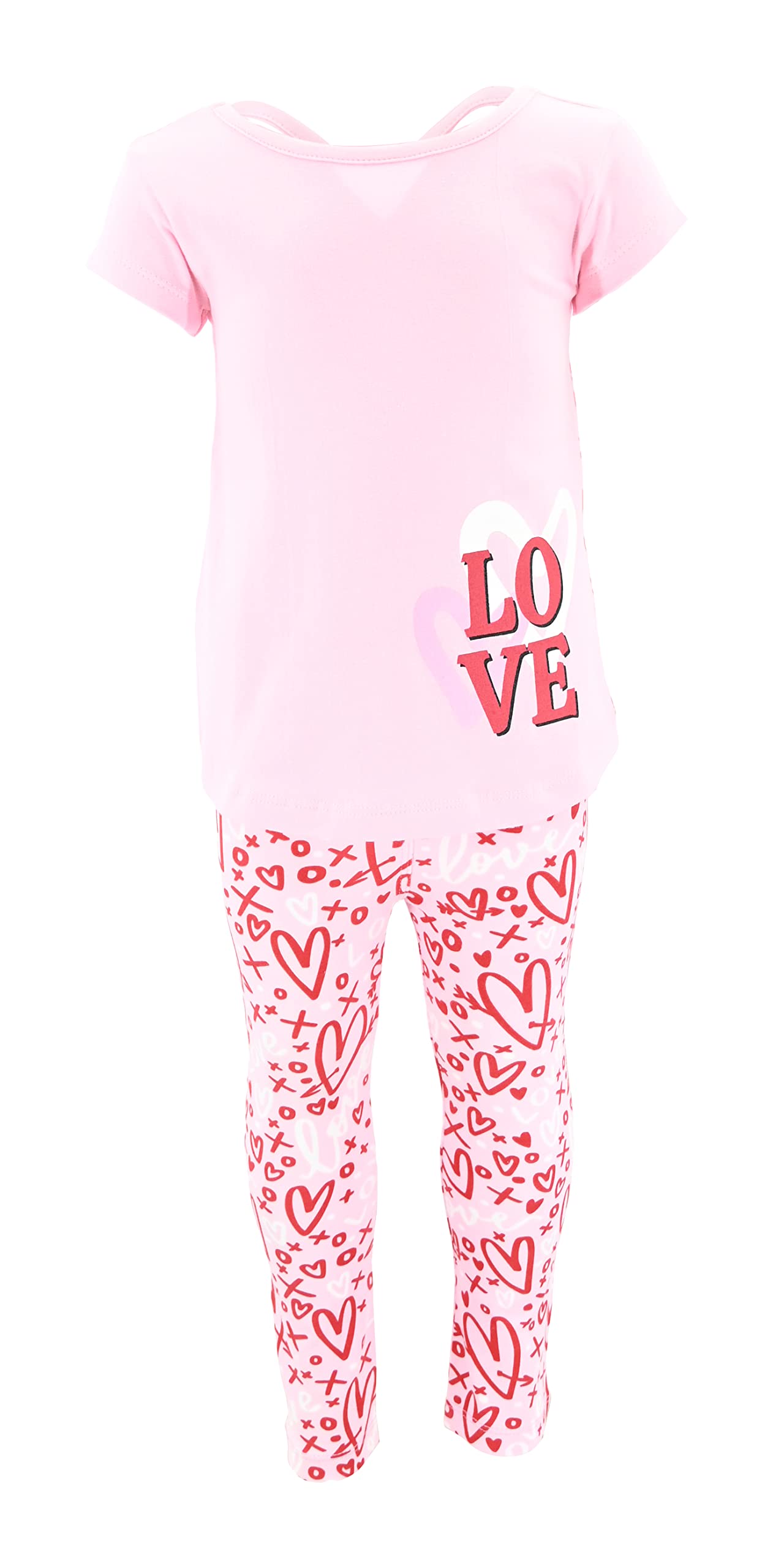 Girls 2-Piece Printed Leggings & Cross Back Shirt Set - Playtime & Casual Outfit