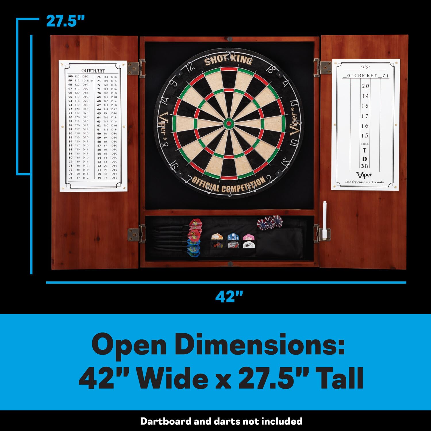 GLD Products Viper Metropolitan Steel Tip Dartboard Cabinet - Sisal & Bristle Surface, Cinnamon Finish (Cabinet Only, No Dartboard Included) | Perfect for Home Game Rooms, Bars, and Recreational Spaces