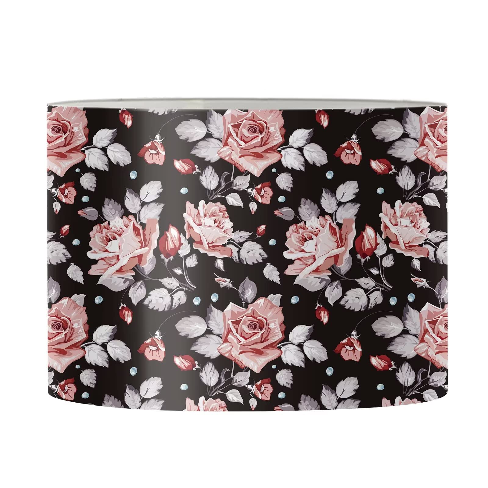 Gongbawa Rose Small Lampshades - Tropical Floral Drum Lamp Shade Cover for Table Lamp | Vintage Home Decor, Bedroom & Living Room Lighting Accessory