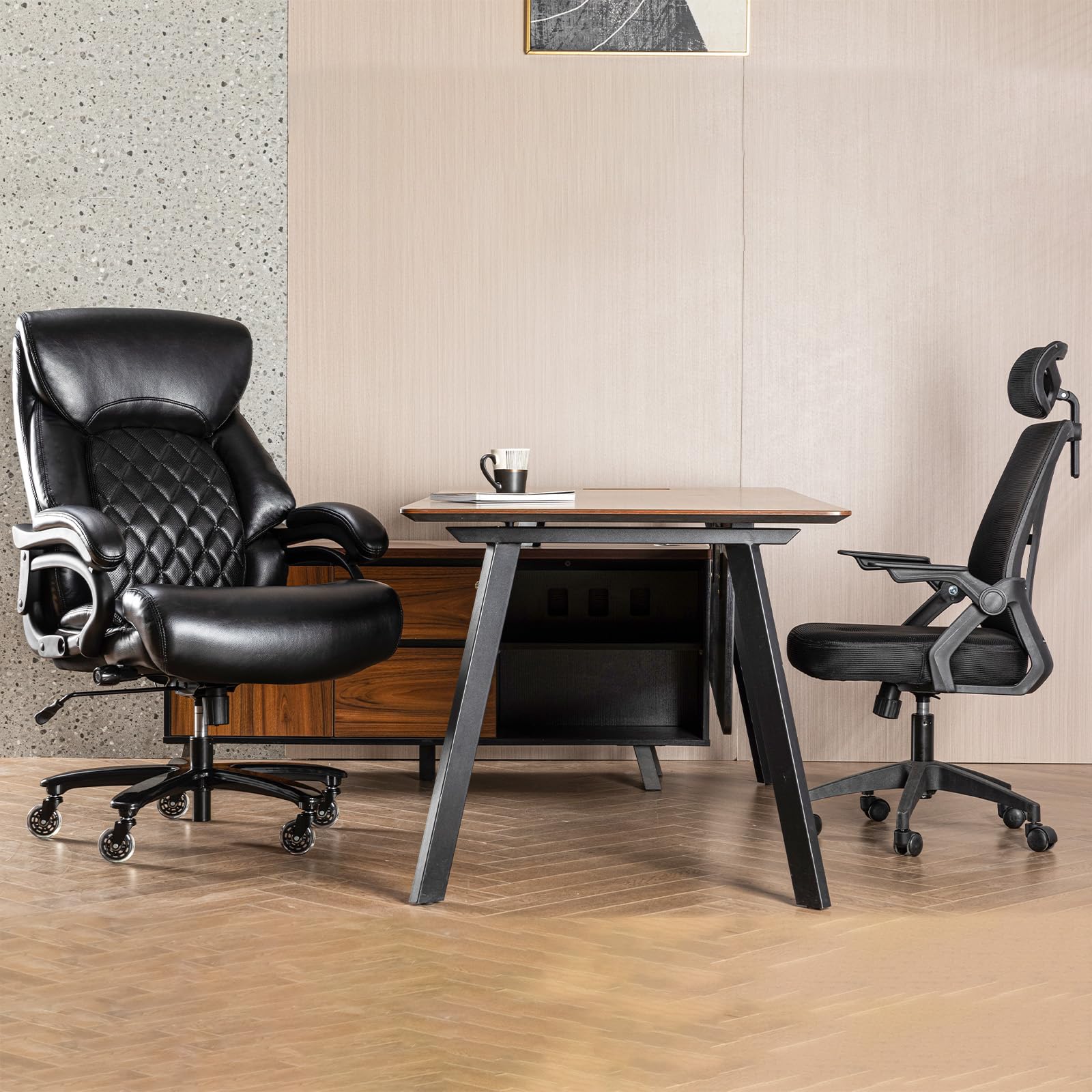 Big and Tall Office Chair for Heavy People Up to 500LBS - High Back Extra Wide Heavy Duty Executive Chair with Adjustable Lumbar Support - Ergonomic Computer Desk Chair for Home Office - Perfect for Large Men, Plus Size Users & Long Work Sessions (Black)