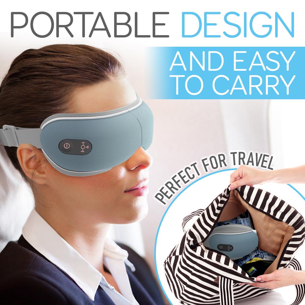 Electric Eye Massager for Relaxation & Stress Relief - Rechargeable Eye Massager with Heat & Vibration for Headache, Dry Eyes & Insomnia Relief - Perfect for Home, Office & Travel Use