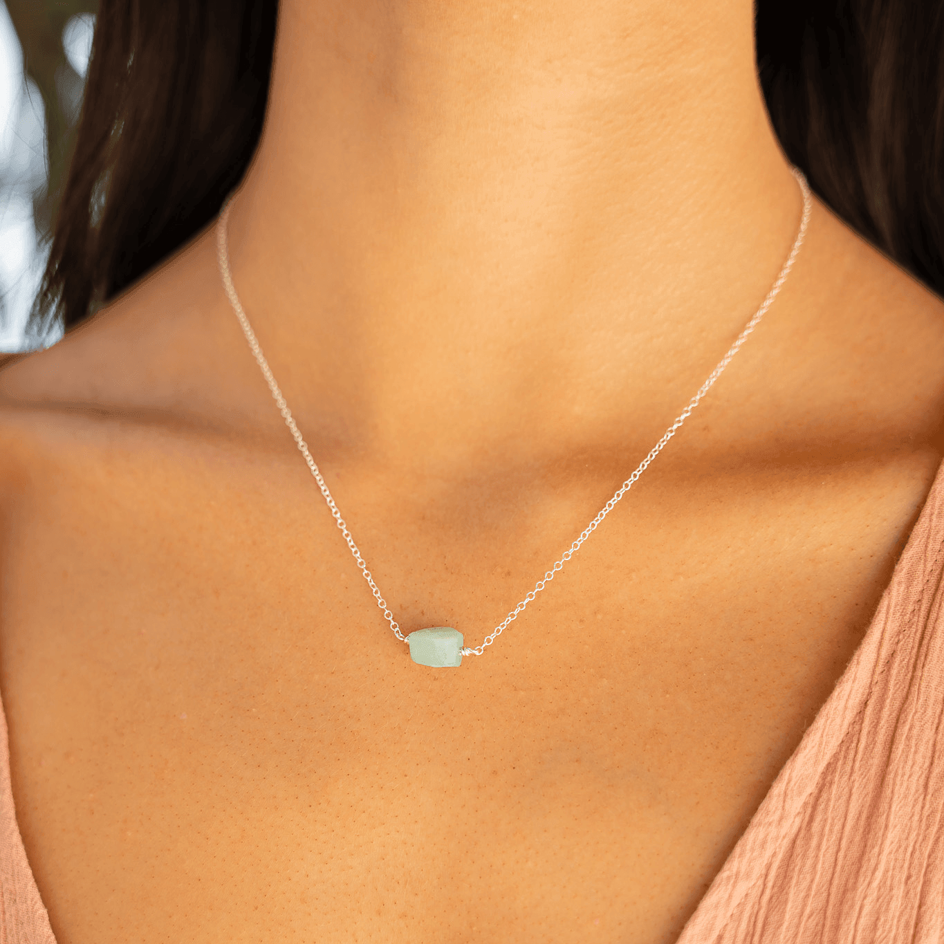 Natural Amazonite Crystal Nugget Necklace - Raw Stone Pendant for Women - Boho Jewelry for Healing, Meditation & Spiritual Energy - Perfect for Everyday Wear & Gift Giving