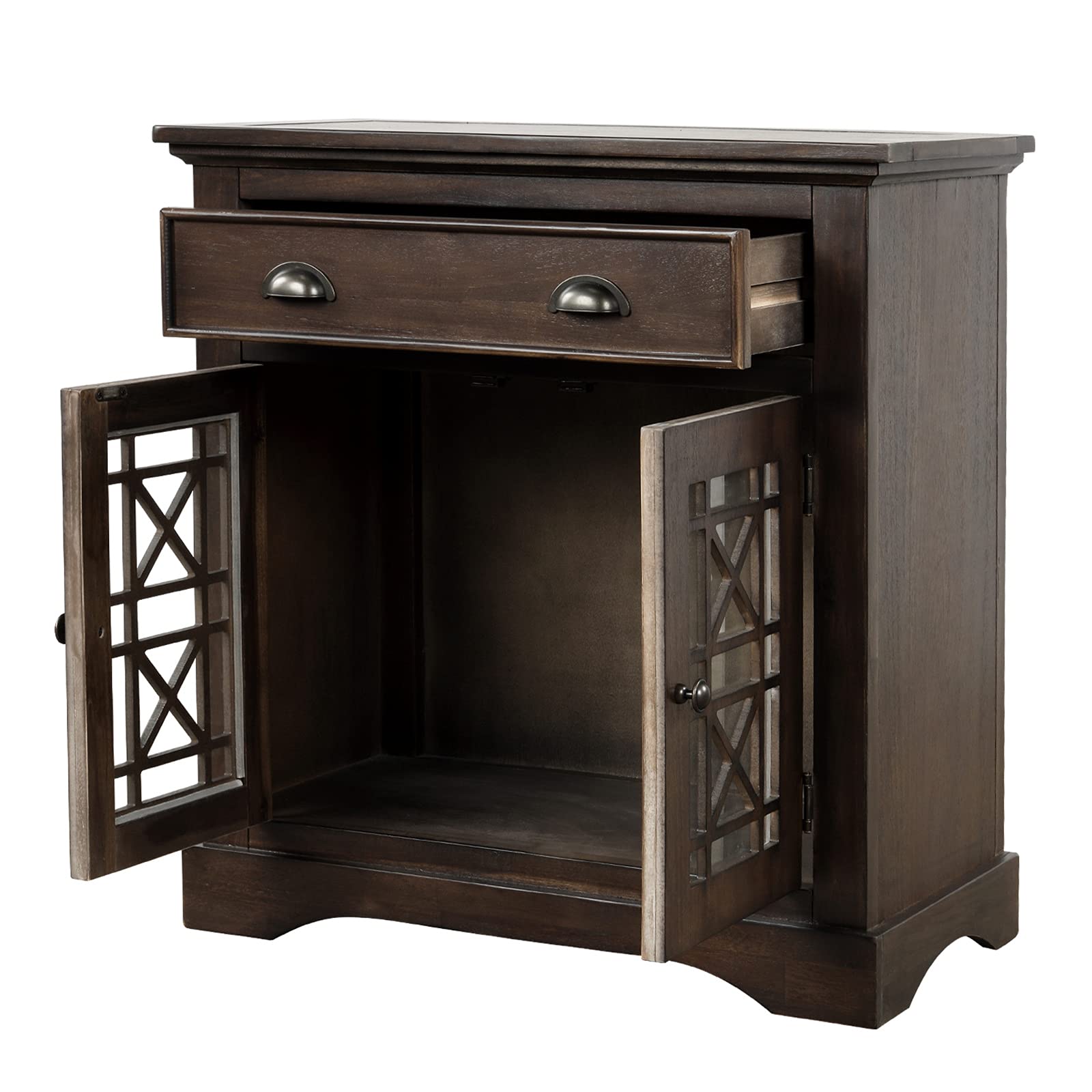Vintage Console Table with Storage Doors & Large Wooden Drawer - Retro Home Office Cabinet, Entryway Storage Chest (Espresso) | Perfect for Living Room, Bedroom & Hallway Organization