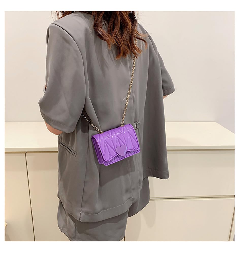 **Little Girl Mini Shoulder Bag - Kids Crossbody Purse with Heart Design for Toddlers & Girls (Purple) | Perfect for School, Travel & Birthday Gifts**
