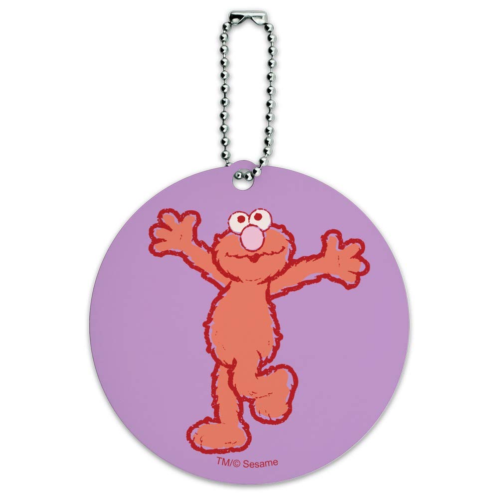 Elmo Distressed Round Luggage ID Tag - Sesame Street Inspired Suitcase Accessory for Kids Travel & Carry-On Bags - Perfect for Airports, School Trips & Family Vacations