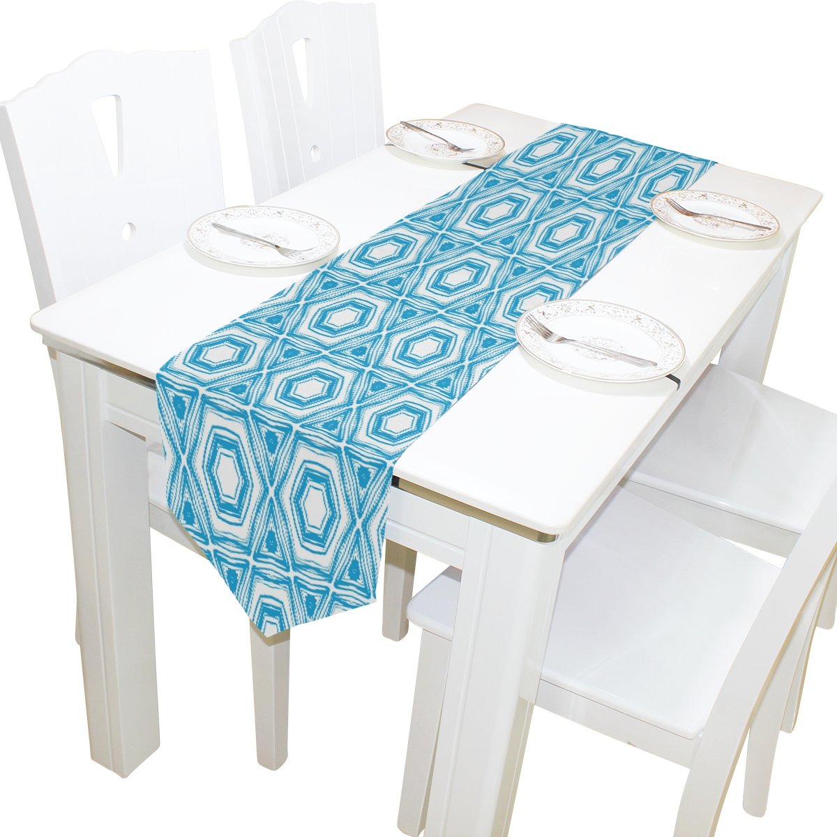 ALAZA Elegant Hexagon Star Table Runner - 13x70 Inch Jewish Inspired Tablecloth for Wedding, Banquet & Party Decor - Perfect for Dining, Coffee Table & Holiday Celebrations