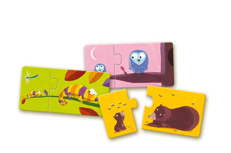 Duo Mum and Baby 24-Piece Toddler Puzzle Set by Djeco - Educational Wooden Animal Matching Game for Early Learning & Parent-Child Bonding