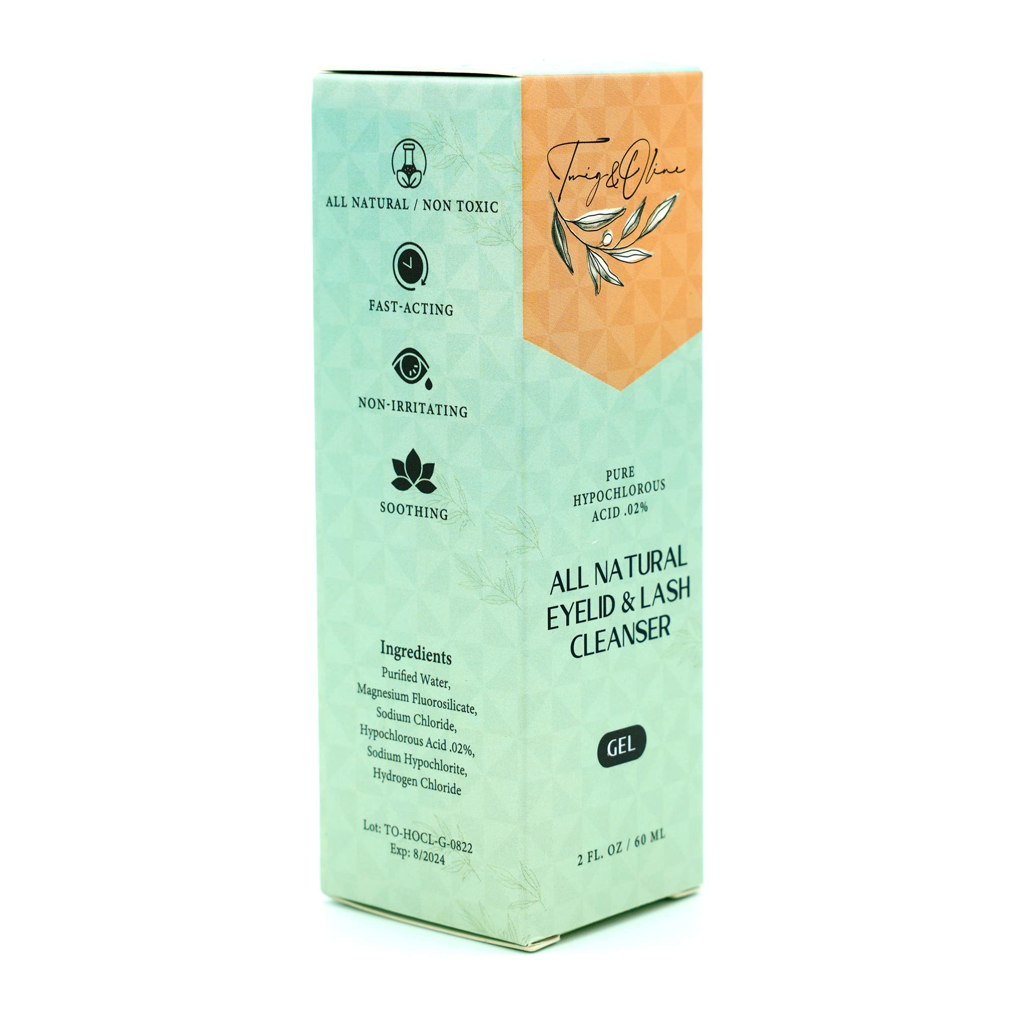 **Hypochlorous Acid .02% Eyelid & Lash Cleansing Gel – All Natural, Fast Acting, Non-Irritating – Removes Makeup, Dirt, Debris & Oil – 100% Vegan – Perfect for Sensitive Eyes & Daily Eyelid Hygiene**