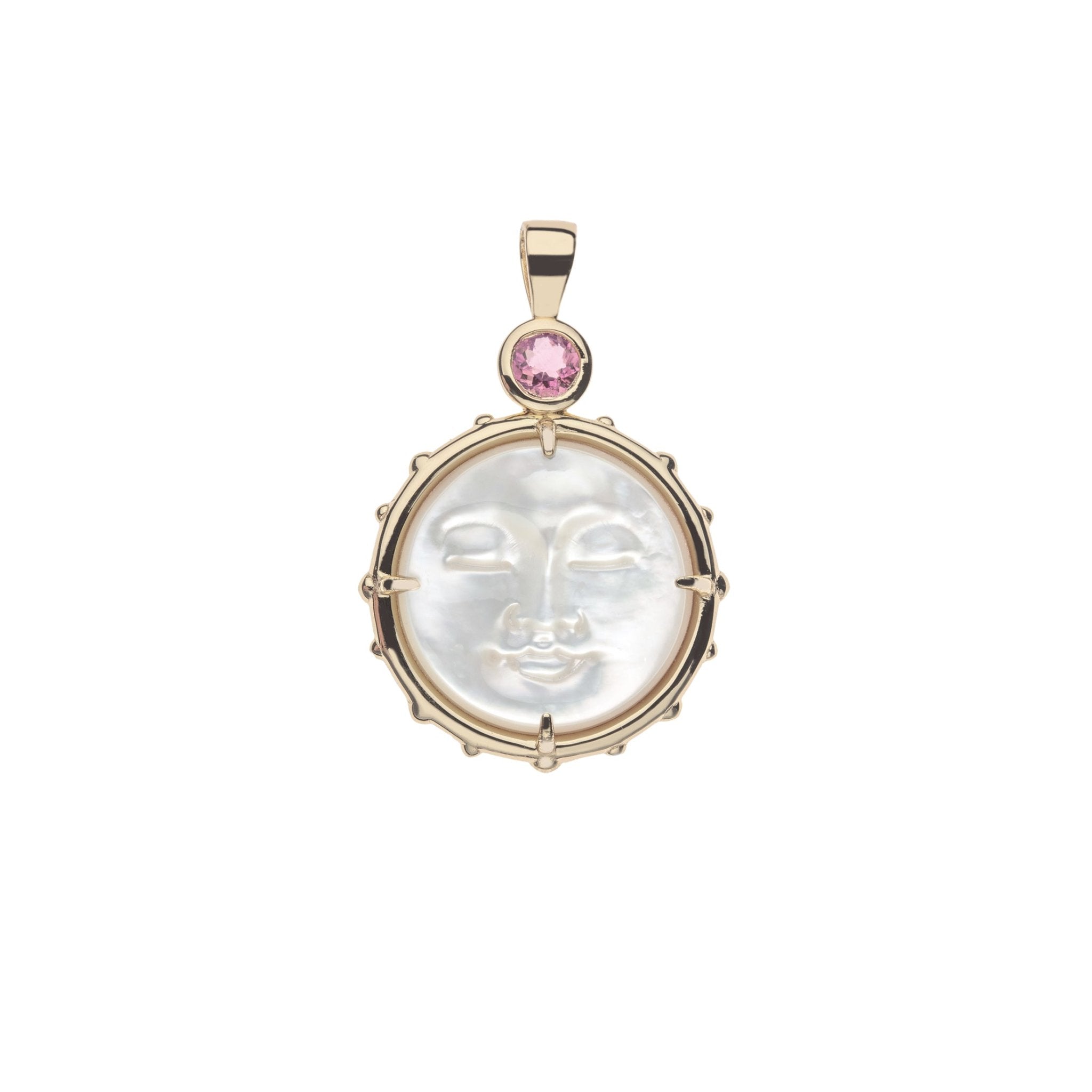 Jane Win FOREVER Mother of Pearl Moon Face Pendant Necklace - Elegant Women's Jewelry Gift for Birthday, Anniversary & Special Occasions - Perfect for Date Night, Wedding & Everyday Wear