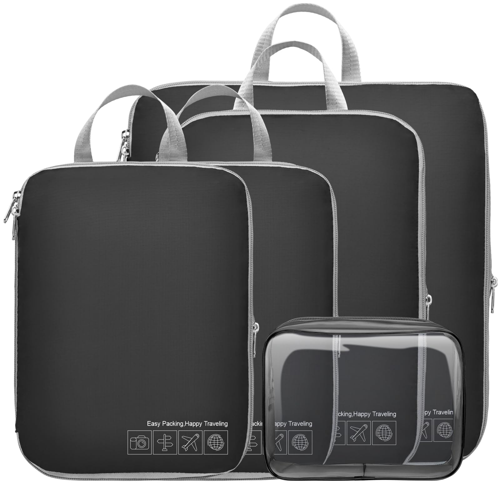 Cambond Compression Packing Cubes for Travel - 4-Piece Set of Luggage Organizers for Women, Space-Saving Travel Essentials for Carry-On Suitcases | Perfect for Business Trips, Vacations & Weekend Getaways
