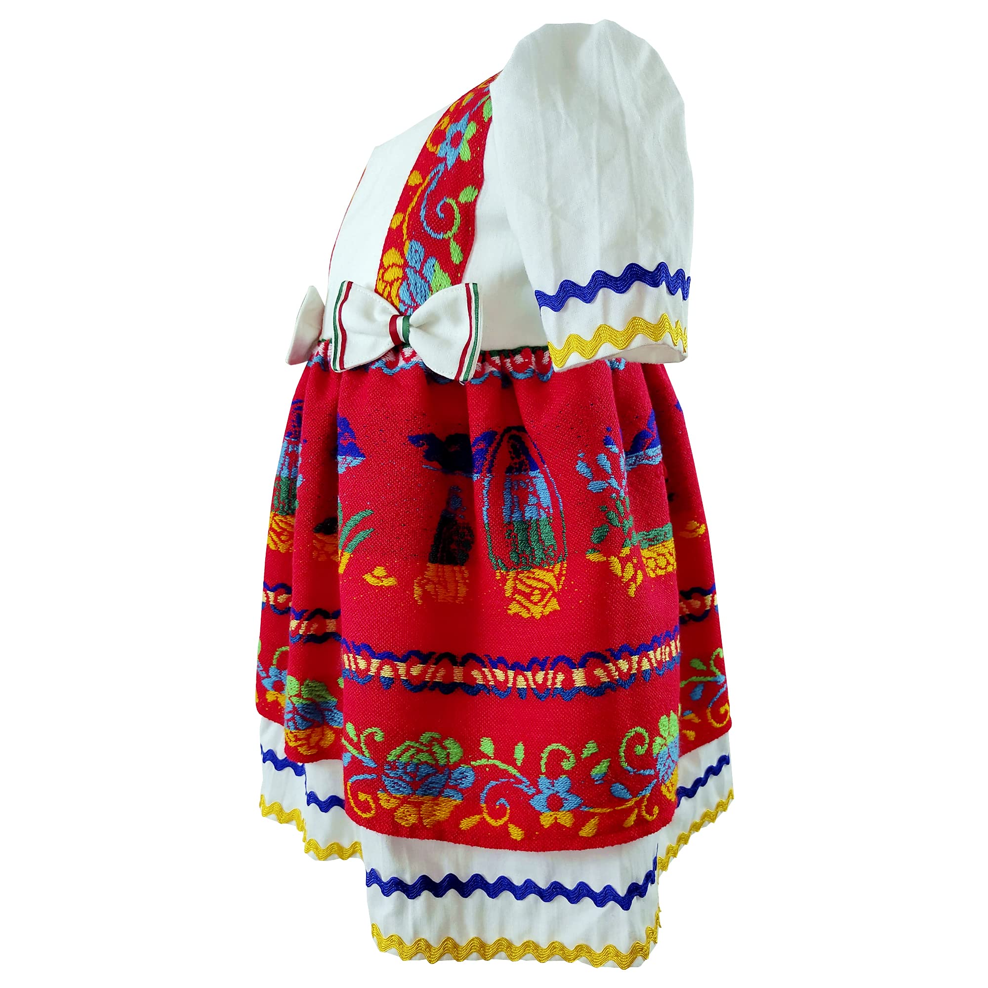 Handmade Embroidered Virgin of Guadalupe Baby Girl Dress - 100% Cotton Lupita Toddler Dress for 6 Months - Perfect for Baptism, First Communion & Special Occasions