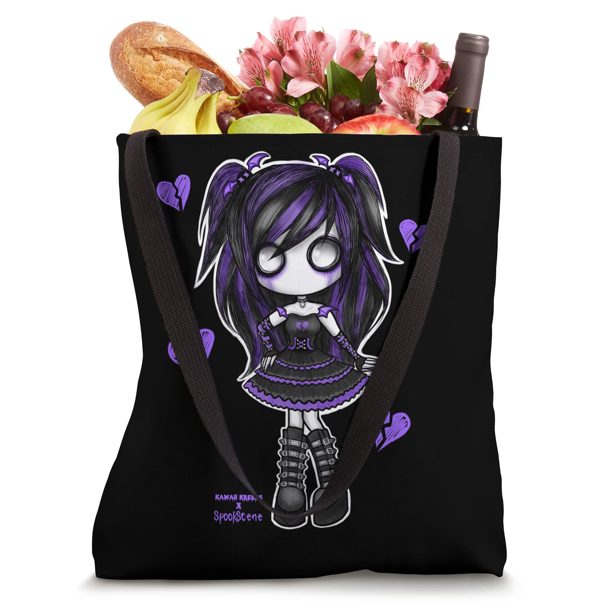 Spookscene Emo Girl Gothic Tote Bag - Soft Goth & Mall Goth Style Purple Shoulder Bag for Alternative Fashion | Perfect for School, Shopping & Concerts