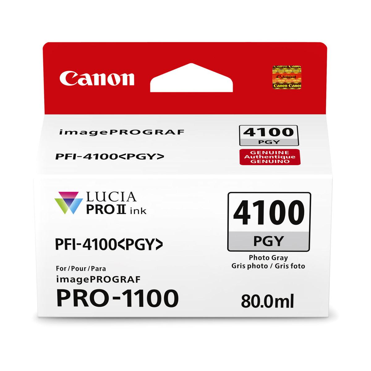 Canon PFI 4100 Photo Gray Pigment Ink Tank 80mL for PRO-1100 Printer | High-Quality Photo Printing | Ideal for Professional Photography & Fine Art Prints