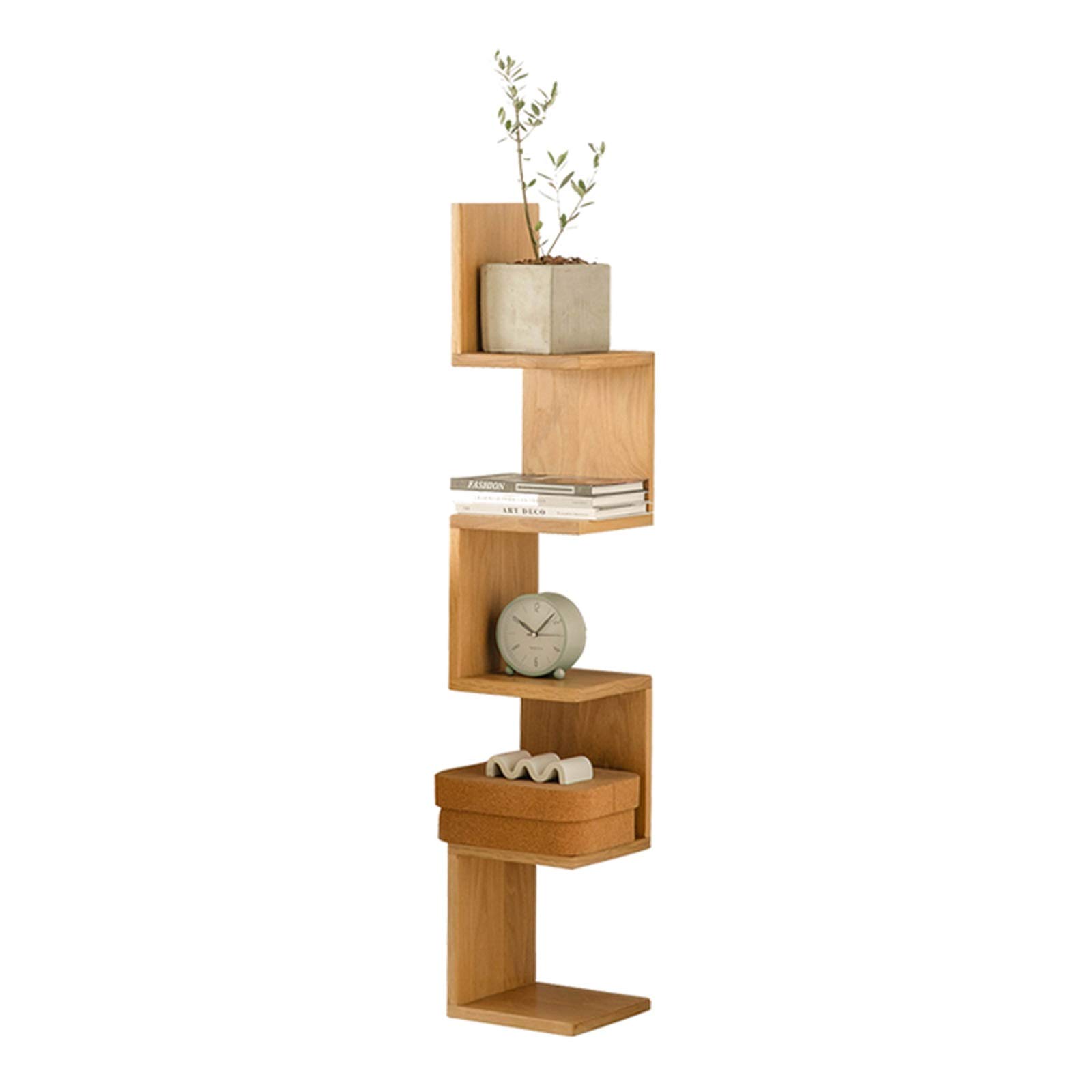 5-Tier Solid Wood Corner Bookshelf - Floating Shelf for Home & Office - 43.3
