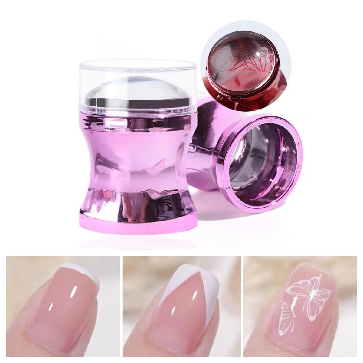 French Tip Nail Stamp Kit - Fast & Accurate Jelly Stamper for French Manicure & Nail Art Design - Perfect for Salon, Home DIY & Professional Nail Artists