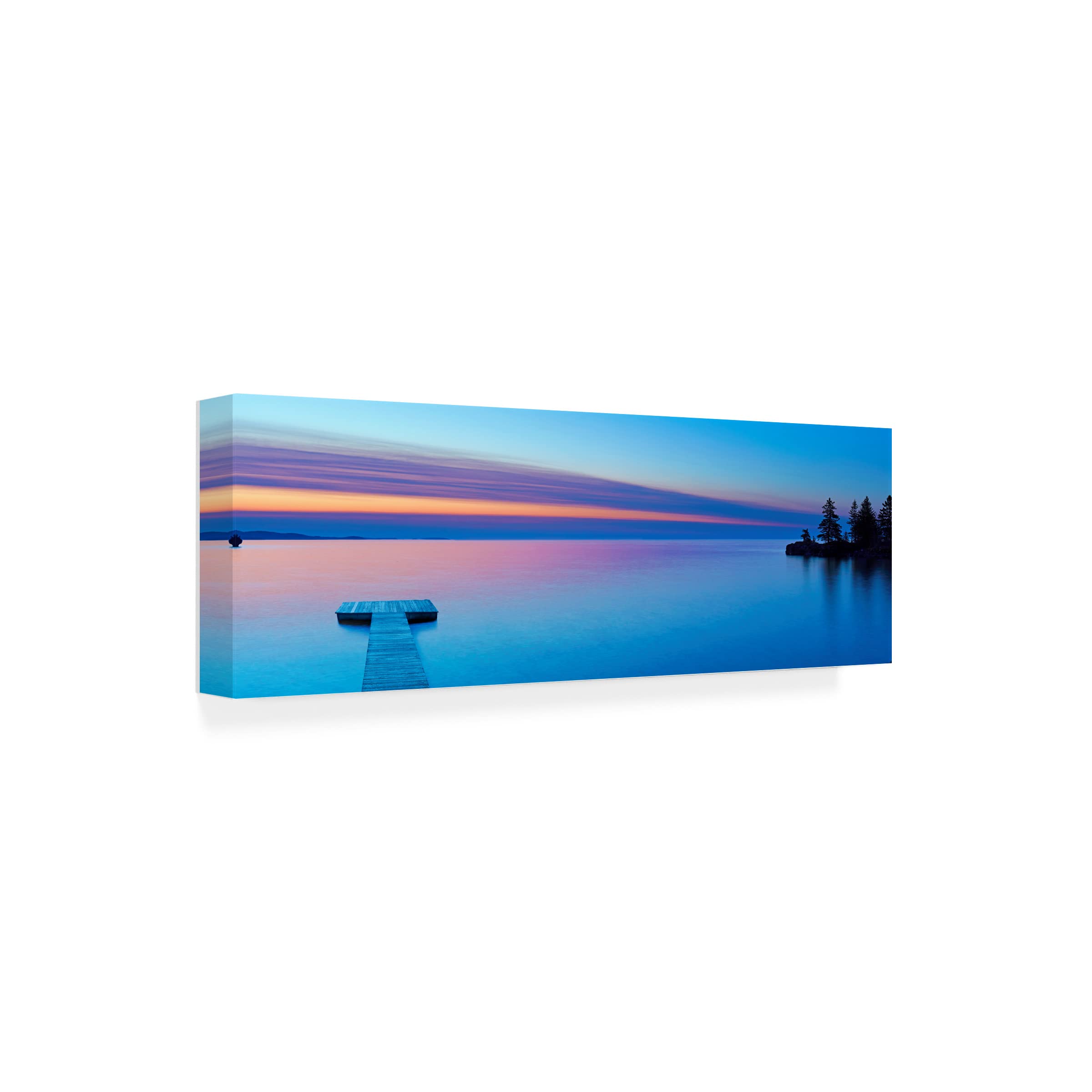 James McLoughlin Lakescape Panorama XI Canvas Wall Art - Handmade Landscape Painting for Living Room, Bedroom & Office Decor