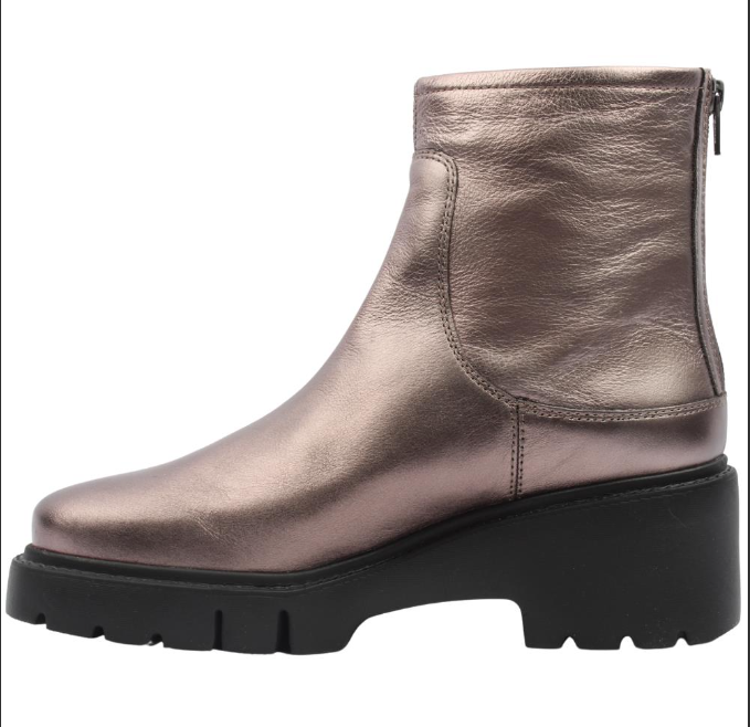 Unisa Jorge Women's Bronze Leather Ankle Boots - Comfortable Low Heel Chelsea Booties for Fall/Winter Fashion, Work & Casual Outfits
