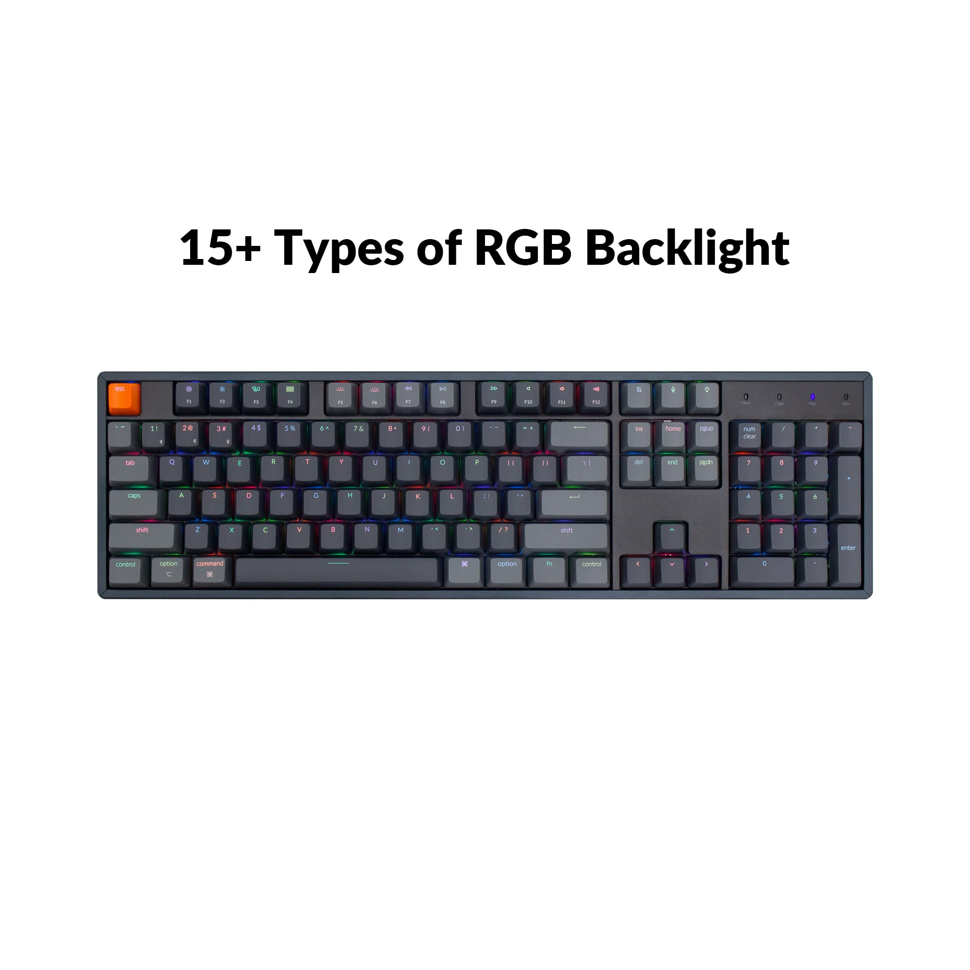 Keychron K10 Full Size 104-Key Bluetooth & USB Wired Mechanical Keyboard for Mac/Windows - Gateron G Pro Brown Switch, RGB Backlight, Aluminum Frame | Ideal for Gaming, Programming & Office Work