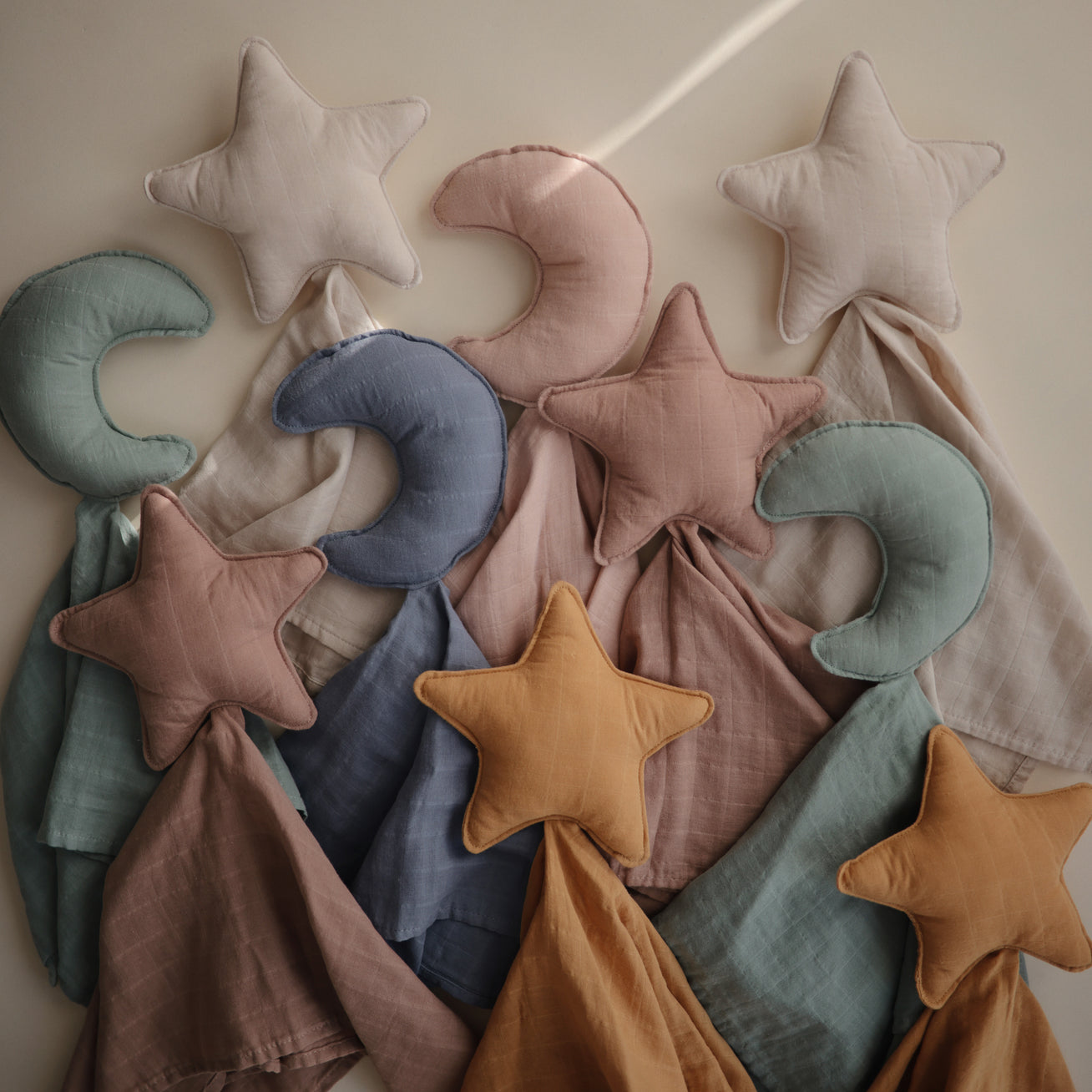 Mushie Star & Moon Lovey Baby Blanket - Soft & Cozy Security Blanket for Newborns, Infants & Toddlers - Perfect for Nursery, Stroller, Car Seat & Bedtime Comfort