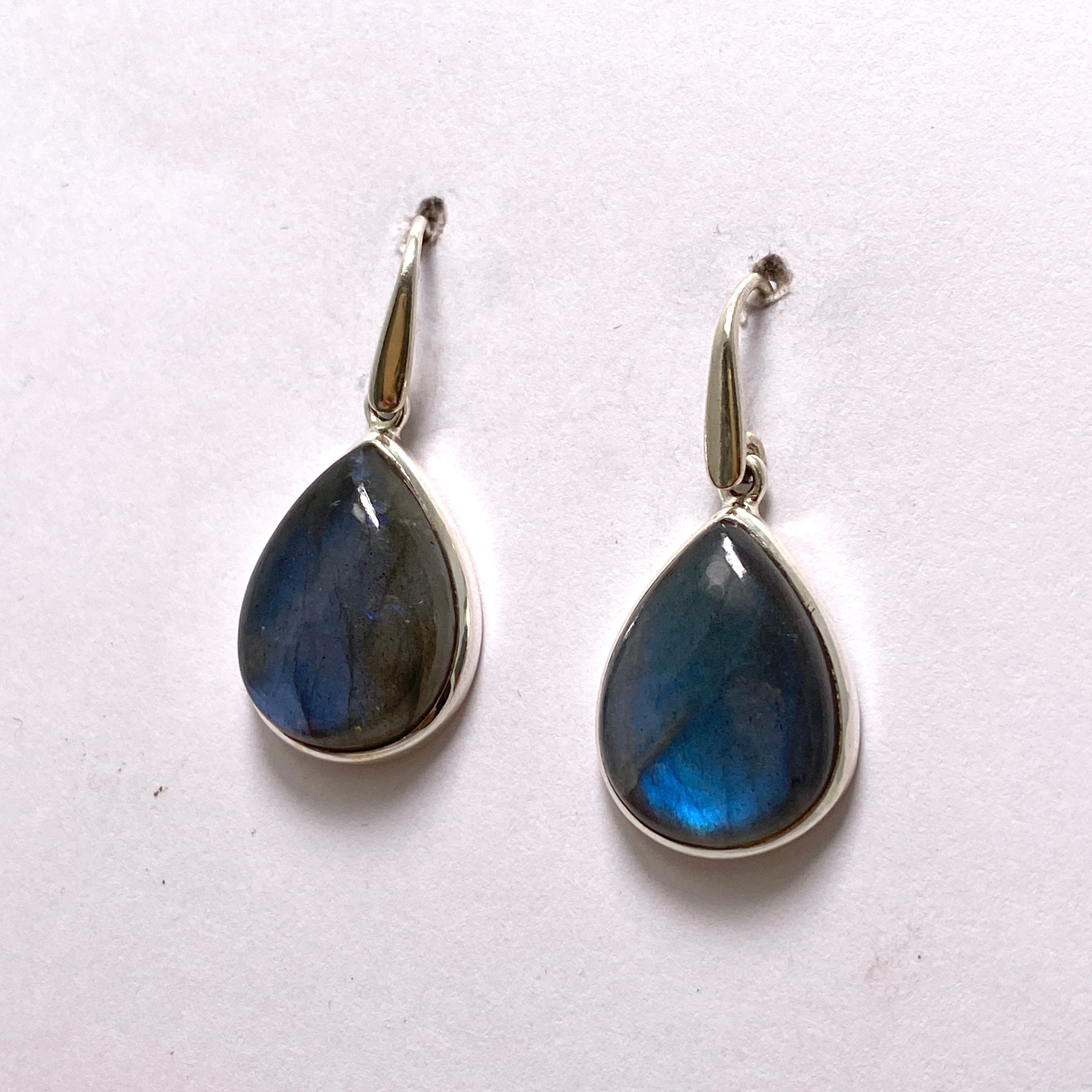 Labradorite Teardrop Cabochon Earrings - Handmade Sterling Silver Dangle Earrings for Women | Perfect for Boho Style, Wedding & Everyday Wear