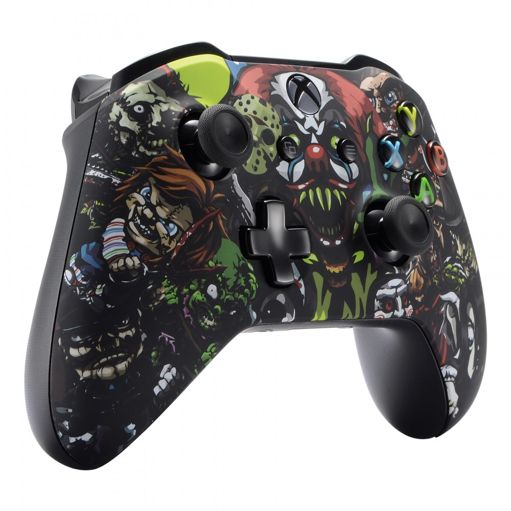 eXtremeRate Scary Party Bomb Faceplate Cover - Soft Touch Front Housing Shell with Comfortable Grip for Xbox One X & One S Controller (SXOFT11X) - Perfect for Gaming, Halloween Parties & Custom Controller Designs
