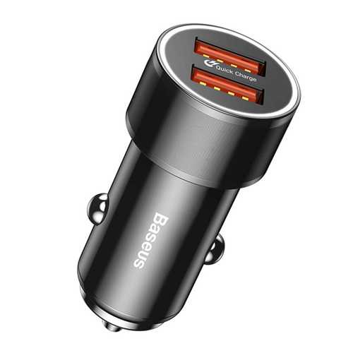 Baseus 36W QC3.0 Fast Car Charger with Dual USB Ports - Compatible with iPhone X/8/8 Plus, OnePlus 5T, Xiaomi Mix 2S, Samsung Galaxy S9+ - Perfect for Road Trips & Daily Commute