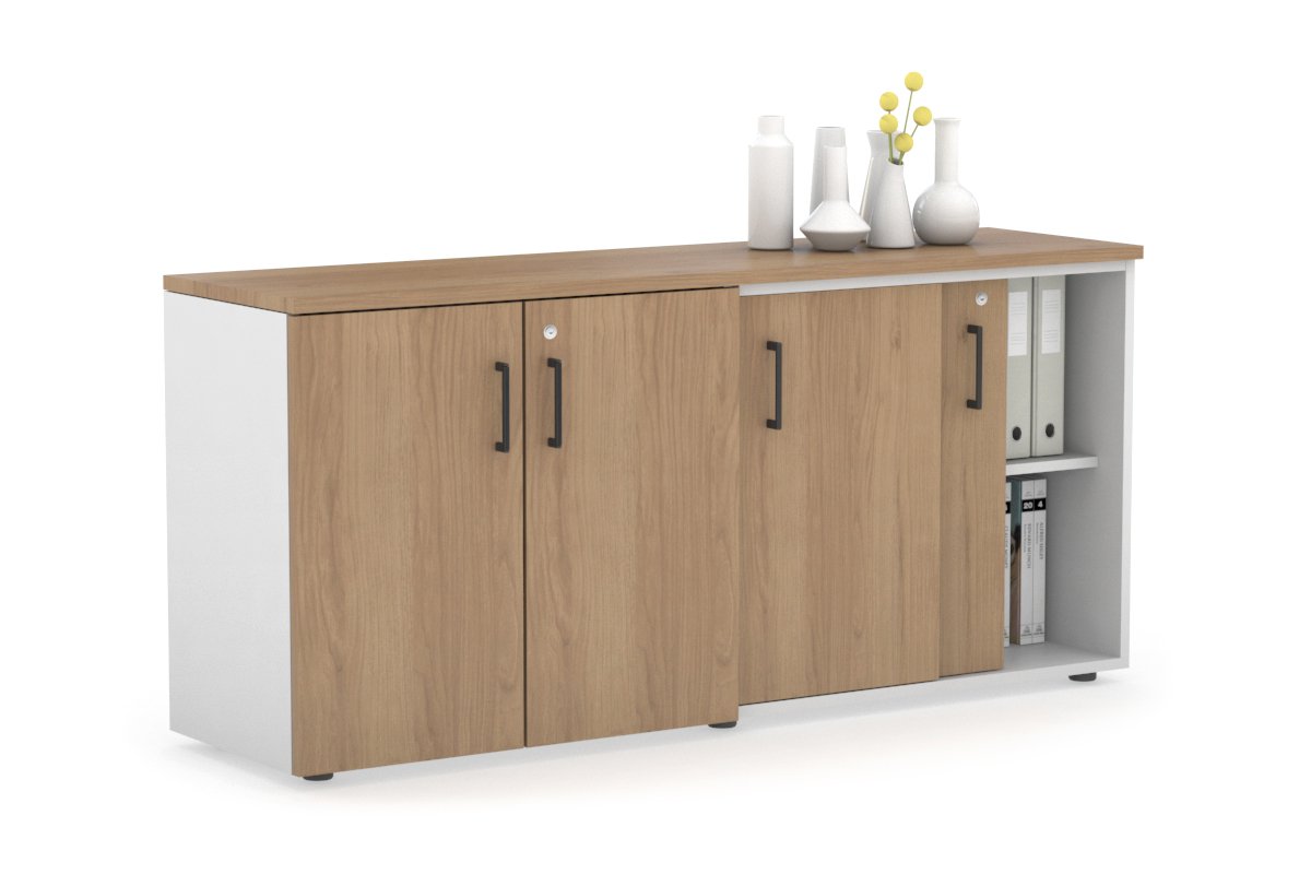 2 Door Sliding Credenza & Cupboard Unit - Modern Storage Cabinet for Home Office, Living Room, and Bedroom Organization