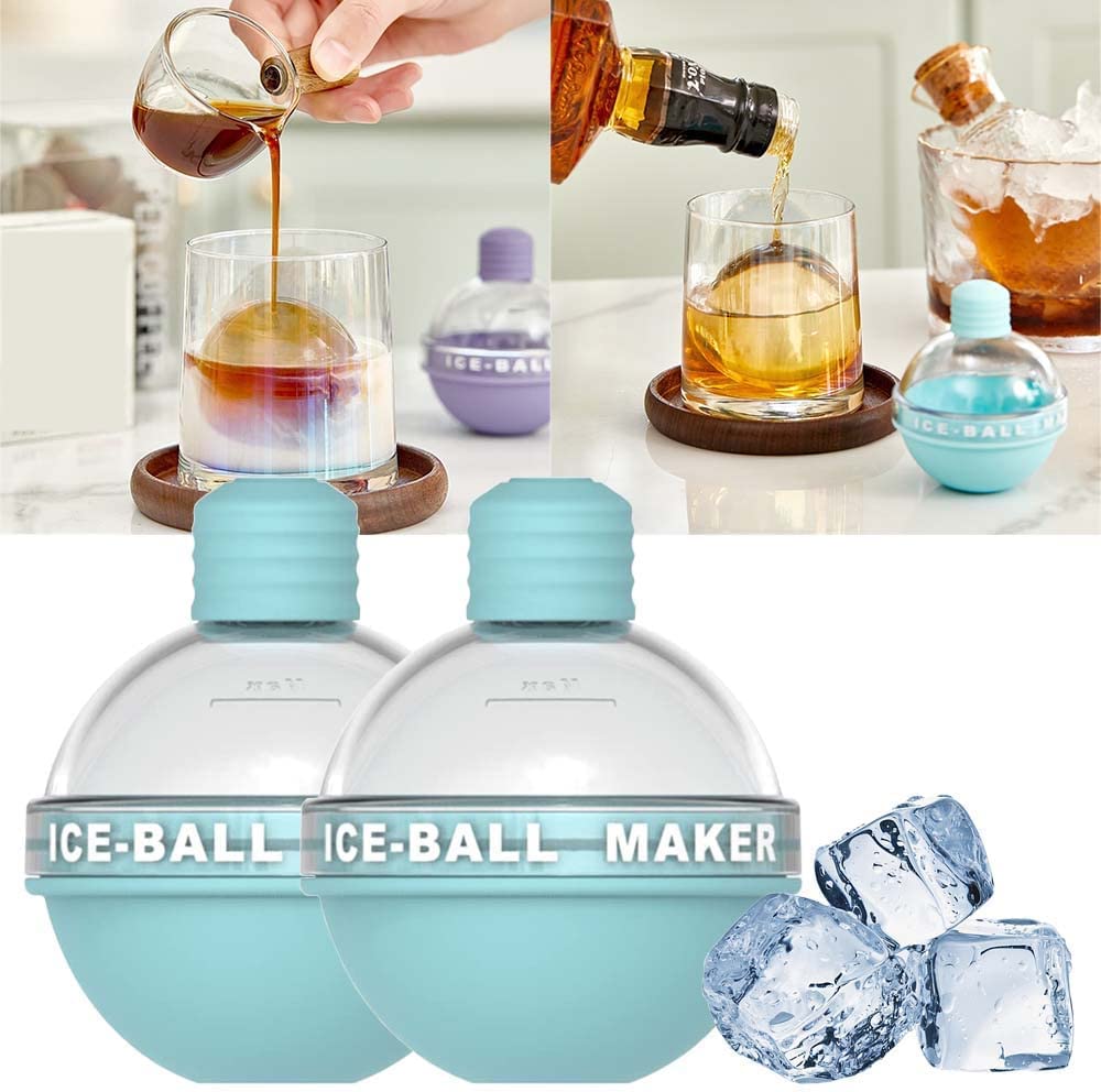 2022 Summer New Creative LED Light Bulb Ice Molds - 2/4pcs Sphere Ice Ball Maker for Cocktails & Whiskey - BPA-Free Silicone Round Ice Cube Trays (2.5 Inch) - Perfect for Home Bars, Parties & Gift Giving